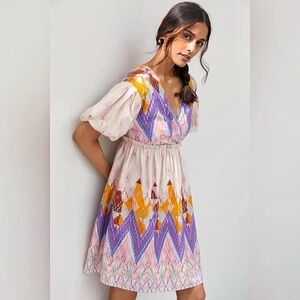 Anthropologie Not So Serious Dress Share Abstract Mini Tassel XS
